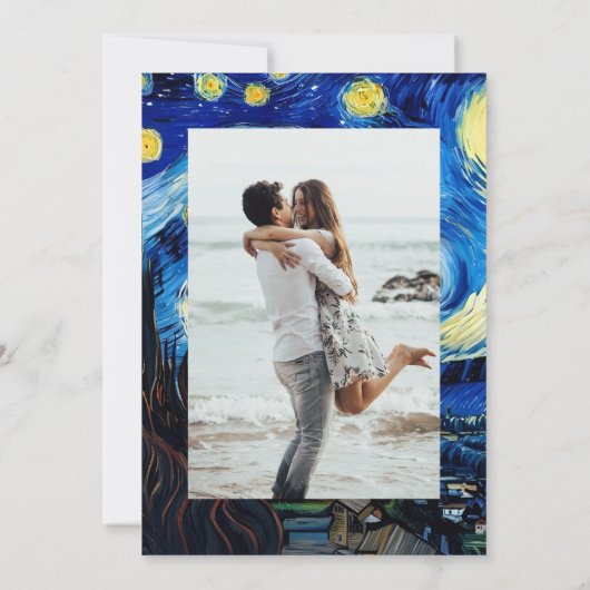 Elegant Van Gogh Sterrennacht Trouwscript Save The Date (Achterkant)