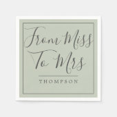Elegant Van Miss tot Mrs Bruidsfeest Groen Papier Servet (Voorkant)