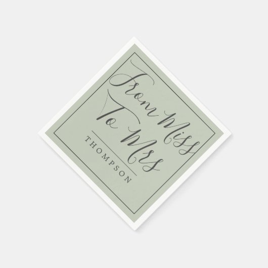 Elegant Van Miss tot Mrs Bruidsfeest Groen Papier Servet (Hoek)