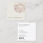 ELEGANT VAN WITTE BLUSH PINK ROSE GOLD FLORAL VIERKANTE VISITEKAARTJE (Voorkant / Achterkant)