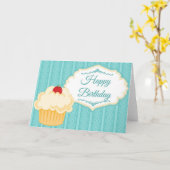 Elegant  Vanilla Cupcake Happy Birthday Kaart (Gele Bloem)