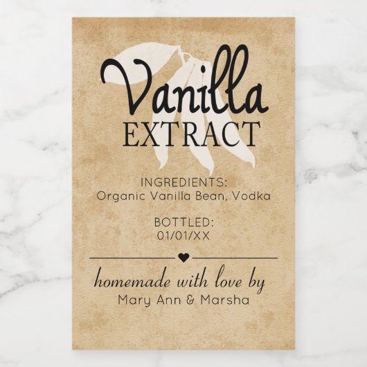 Elegant Vanilla Extract Homemade Wijn Etiket (Enkel label)