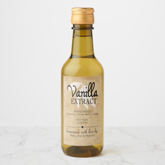 Elegant Vanilla Extract Homemade Wijn Etiket (Voorkant)