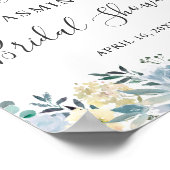 Elegant Vanille Blauw Bloem Bruidsmeisje Shower Bo Poster (Hoek)