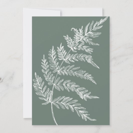 Elegant Varen Blad Botanische Salie Groene Bruilof Kaart (Achterkant)
