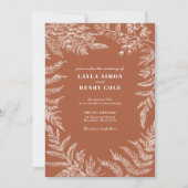 Elegant Varensblad Botanisch Terracotta Trouwfeest Kaart (Voorkant)