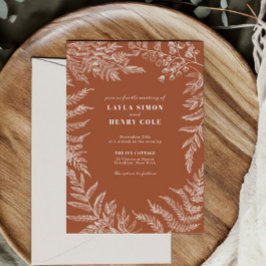 Elegant Varensblad Botanisch Terracotta Trouwfeest Kaart