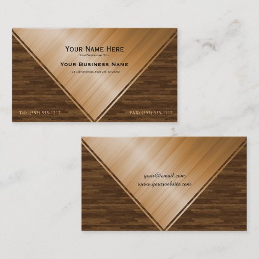 Elegant Varned Wood Inlay Visitekaartje (Voorkant / Achterkant)
