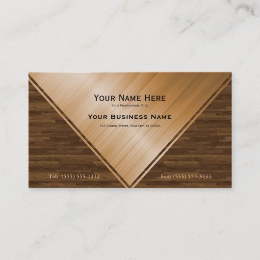 Elegant Varned Wood Inlay Visitekaartje (Voorkant)