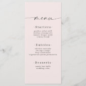 Elegant vaste kleur Blush Powder Pink Weddenschap Menu (Voorkant)