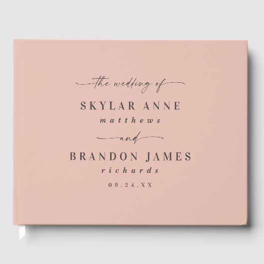 Elegant vaste kleur Stusty Blush Pink Weddenschap Gastenboek (Voorkant)