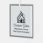Elegant Vastgoedbedrijf Logo Aangepaste Makelaar Glas Ornament (Voorkant links)