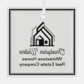 Elegant Vastgoedbedrijf Logo Aangepaste Makelaar Glas Ornament (Achterkant)