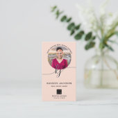 Elegant Vastgoedmakelaar Script Monogram Foto Visitekaartje (Staand voorkant)