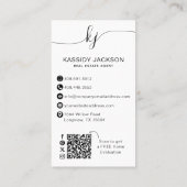 Elegant Vastgoedmakelaar Script Monogram Foto Visitekaartje (Achterkant)