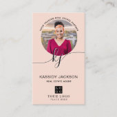 Elegant Vastgoedmakelaar Script Monogram Foto Visitekaartje (Voorkant)