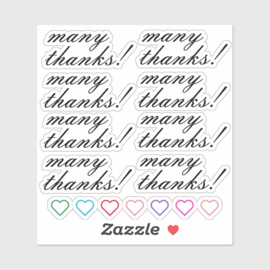 Elegant "veel bedankt!" Stickers (Vel)