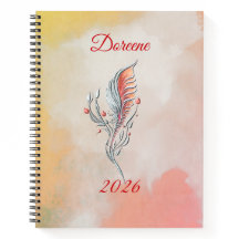 Elegant Veer Bloemig Waterverf Spiraal Notebook