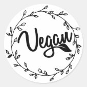 Elegant Vegan Blad Ronde Sticker (Voorkant)