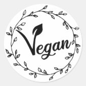 Elegant Vegan Blad Ronde Sticker (Voorkant)