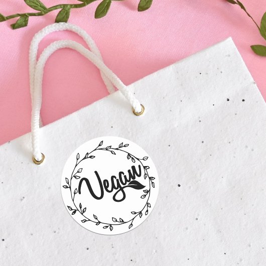 Elegant Vegan Blad Ronde Sticker