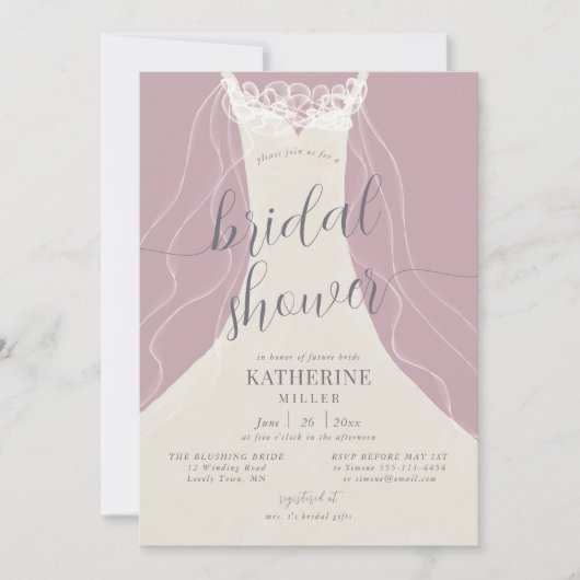 Elegant Veil Blush Ruffles Vrijgezellenfeest Kaart (Voorkant)