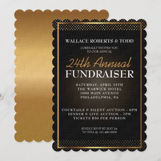 Elegant Veiling Corporate Gala Fundraiser Uitnodig Kaart (Voorkant / Achterkant)