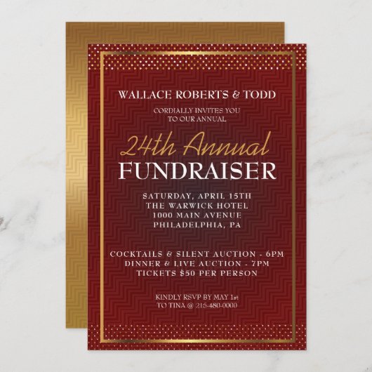 Elegant Veiling Corporate Gala Fundraiser Uitnodig Kaart (Voorkant / Achterkant)