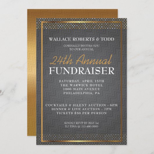 Elegant Veiling Corporate Gala Fundraiser Uitnodig Kaart (Voorkant / Achterkant)