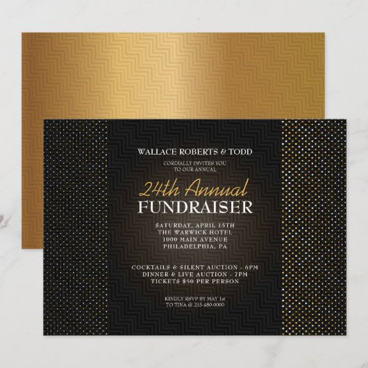 Elegant Veiling Corporate Gala Fundraiser Uitnodig Kaart (Voorkant / Achterkant)