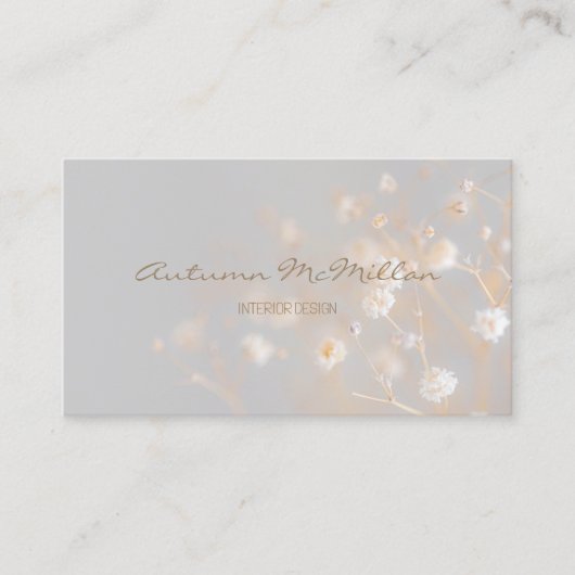 Elegant veld bloemen grijs visitekaartje (Voorkant)