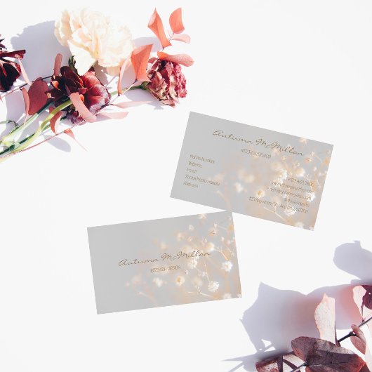 Elegant veld bloemen grijs visitekaartje