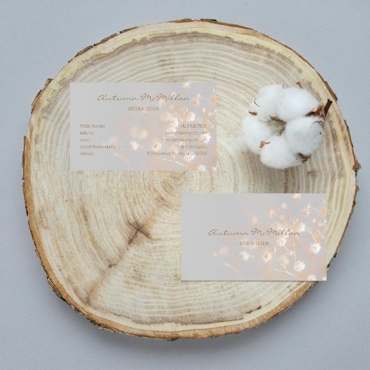 Elegant veld bloemen grijs visitekaartje