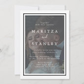 Elegant Velllum White en Black Lijst Foto Weddensc Kaart (Voorkant)