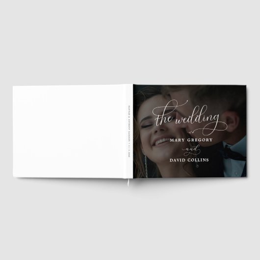 Elegant Vellum Black & White Overlay Photo Wedding Gastenboek (Volledig)