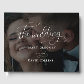 Elegant Vellum Black & White Overlay Photo Wedding Gastenboek (Voorkant)