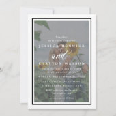Elegant Vellum Black & White Overlay Photo Wedding Kaart (Voorkant)
