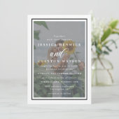 Elegant Vellum Black & White Overlay Photo Wedding Kaart (Staand voorkant)