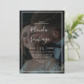 Elegant Vellum Black & White Overlay Photo Wedding Kaart (Staand voorkant)