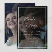 Elegant Vellum Black & White Overlay Photo Wedding Kaart (Voorkant / Achterkant)