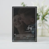 Elegant Vellum Black & White Overlay Photo Wedding RSVP Kaartje (Staand voorkant)