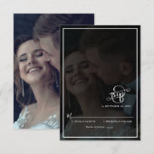 Elegant Vellum Black & White Overlay Photo Wedding RSVP Kaartje (Voorkant / Achterkant)