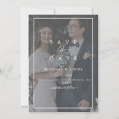 Elegant Vellum Black & White Overlay Photo Wedding Save The Date (Voorkant)