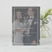 Elegant Vellum Black & White Overlay Photo Wedding Save The Date (Staand voorkant)