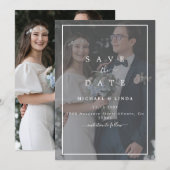 Elegant Vellum Black & White Overlay Photo Wedding Save The Date (Voorkant / Achterkant)