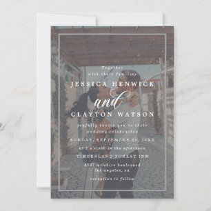 Elegant Vellum Effect Overlay 2 Photo Wedding Kaart