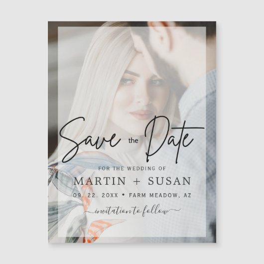 Elegant Vellum Effect Photo Wedding Save the Date (Voorkant)