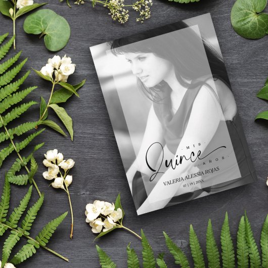 Elegant Vellum Effect Quinceañera Verfijnd Kaart