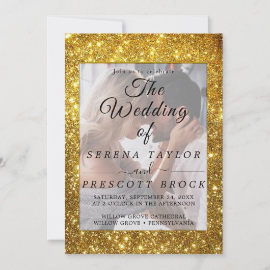 Elegant Vellum Glitter Wedding Invitation Kaart (Voorkant)