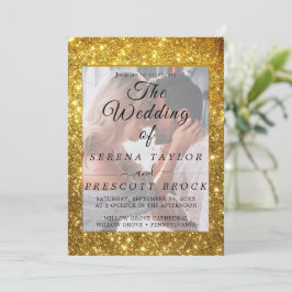 Elegant Vellum Glitter Wedding Invitation Kaart